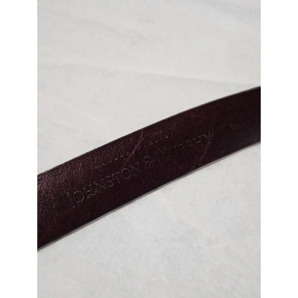 Johnston & Murphy Brown Aniline Kipskin Shoulders Leather Belt 36 Handmade USA